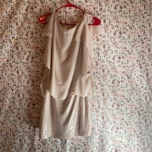 Halton heritage sequin dress size M cream dress with back zipper